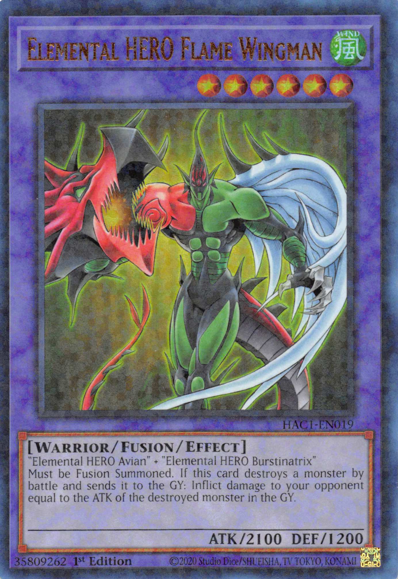 Elemental HERO Flame Wingman (Duel Terminal) [HAC1-EN019] Parallel Rare | Dragon's Lair Comics and Fantasy Houston TX