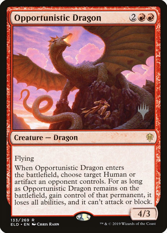 Opportunistic Dragon (Promo Pack) [Throne of Eldraine Promos] | Dragon's Lair Comics and Fantasy Houston TX