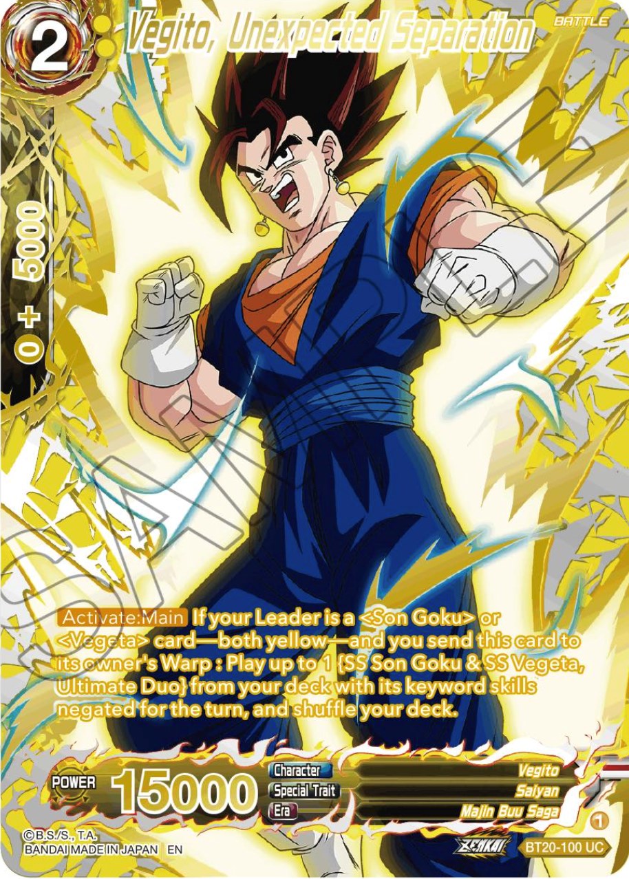 Vegito, Unexpected Separation (Gold-Stamped) (BT20-100) [Power Absorbed] | Dragon's Lair Comics and Fantasy Houston TX