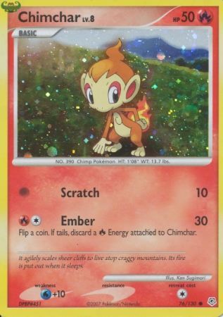 Chimchar (76/130) (Cosmos Holo) [Diamond & Pearl: Base Set] | Dragon's Lair Comics and Fantasy Houston TX