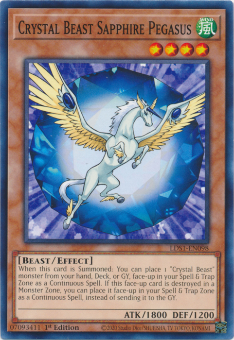 Crystal Beast Sapphire Pegasus [LDS1-EN098] Common | Dragon's Lair Comics and Fantasy Houston TX