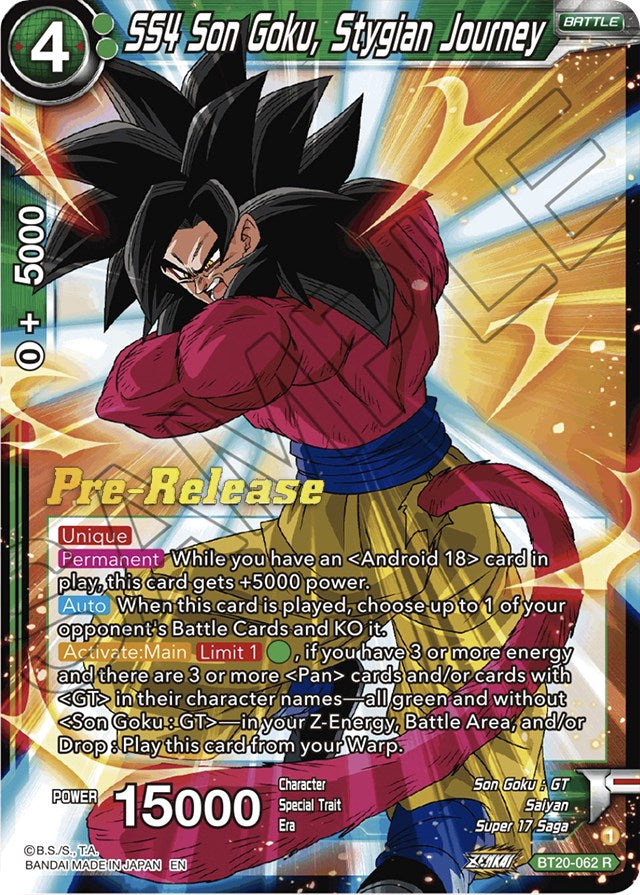 SS4 Son Goku, Stygian Journey (BT20-062) [Power Absorbed Prerelease Promos] | Dragon's Lair Comics and Fantasy Houston TX