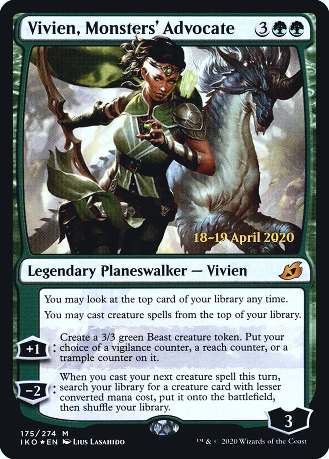 Vivien, Monsters' Advocate [Ikoria: Lair of Behemoths Prerelease Promos] | Dragon's Lair Comics and Fantasy Houston TX