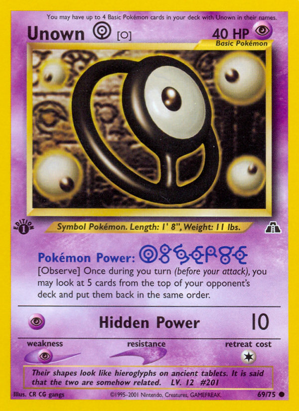 Unown [O] (69/75) [Neo Discovery 1st Edition] | Dragon's Lair Comics and Fantasy Houston TX