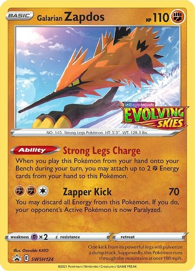 Galarian Zapdos (SWSH124) (Prerelease Promo) [Sword & Shield: Black Star Promos] | Dragon's Lair Comics and Fantasy Houston TX