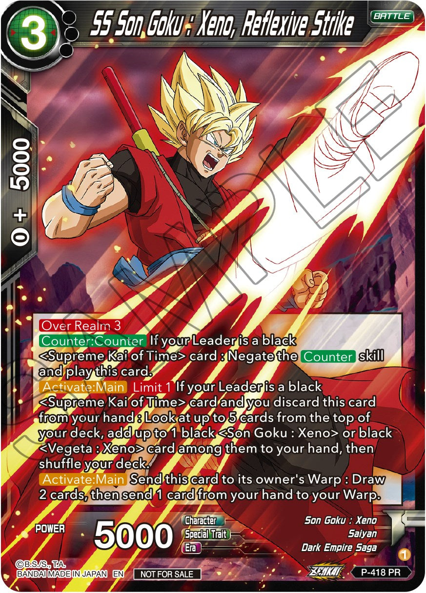 SS Son Goku: Xeno, Reflexive Strike (Zenkai Series Tournament Pack Vol.1) (P-418) [Tournament Promotion Cards] | Dragon's Lair Comics and Fantasy Houston TX