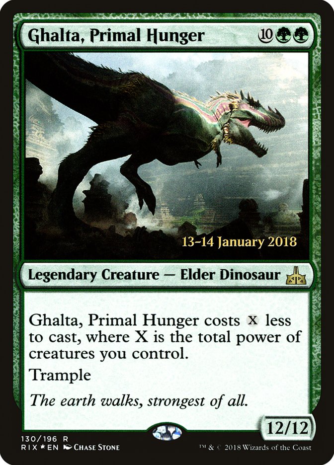 Ghalta, Primal Hunger [Rivals of Ixalan Prerelease Promos] | Dragon's Lair Comics and Fantasy Houston TX