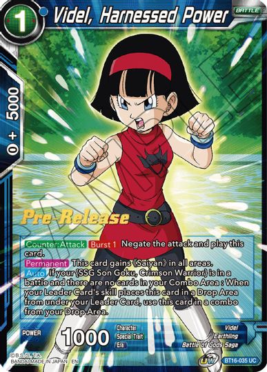 Videl, Harnessed Power (BT16-035) [Realm of the Gods Prerelease Promos] | Dragon's Lair Comics and Fantasy Houston TX