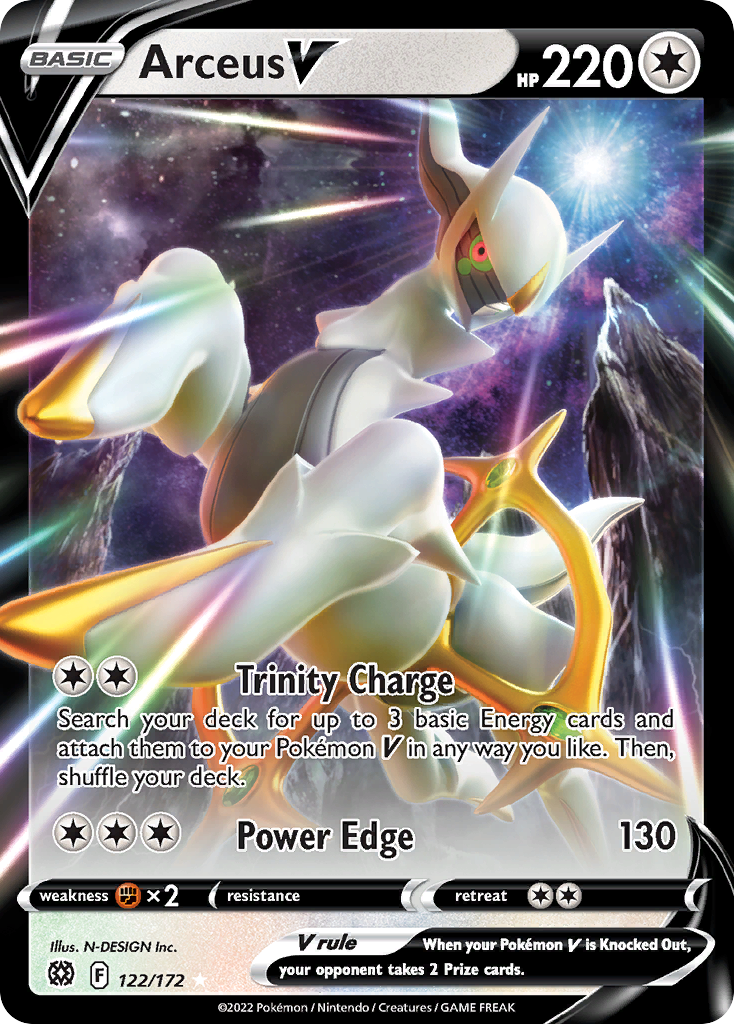 Arceus V (122/172) (Metal Card) [Sword & Shield: Brilliant Stars] | Dragon's Lair Comics and Fantasy Houston TX