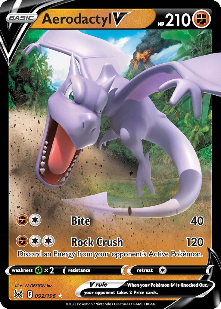 Aerodactyl V (092/196) [Sword & Shield: Lost Origin] | Dragon's Lair Comics and Fantasy Houston TX