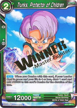 Trunks, Protector of Children (Winner Stamped) (BT1-069) [Tournament Promotion Cards] | Dragon's Lair Comics and Fantasy Houston TX