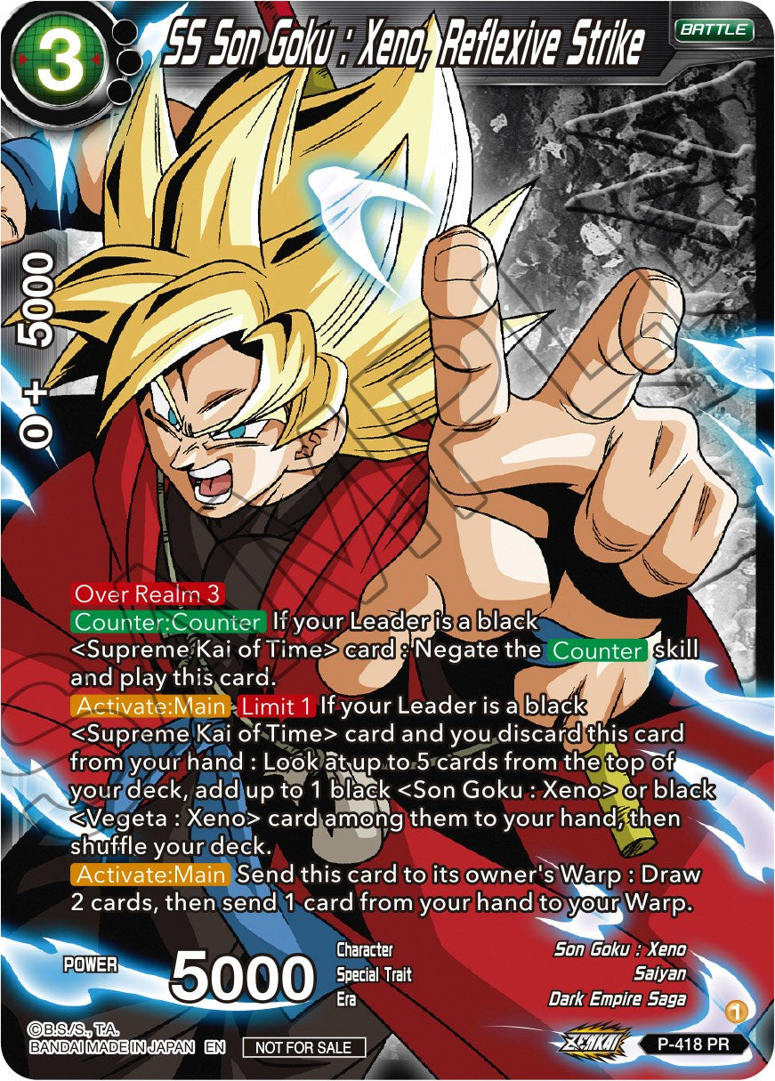 SS Son Goku: Xeno, Reflexive Strike (Zenkai Series Tournament Pack Vol.1 Winner) (P-418) [Tournament Promotion Cards] | Dragon's Lair Comics and Fantasy Houston TX