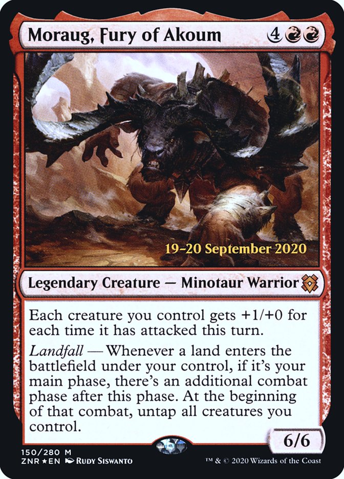 Moraug, Fury of Akoum [Zendikar Rising Prerelease Promos] | Dragon's Lair Comics and Fantasy Houston TX