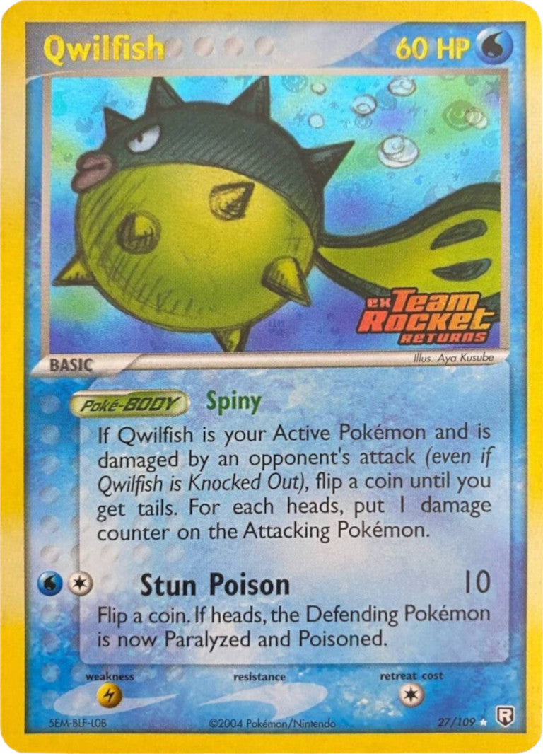 Qwilfish (27/109) (Stamped) [EX: Team Rocket Returns] | Dragon's Lair Comics and Fantasy Houston TX