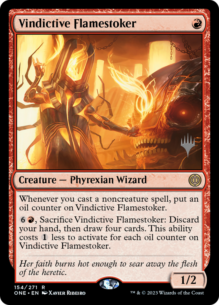 Vindictive Flamestoker (Promo Pack) [Phyrexia: All Will Be One Promos] | Dragon's Lair Comics and Fantasy Houston TX