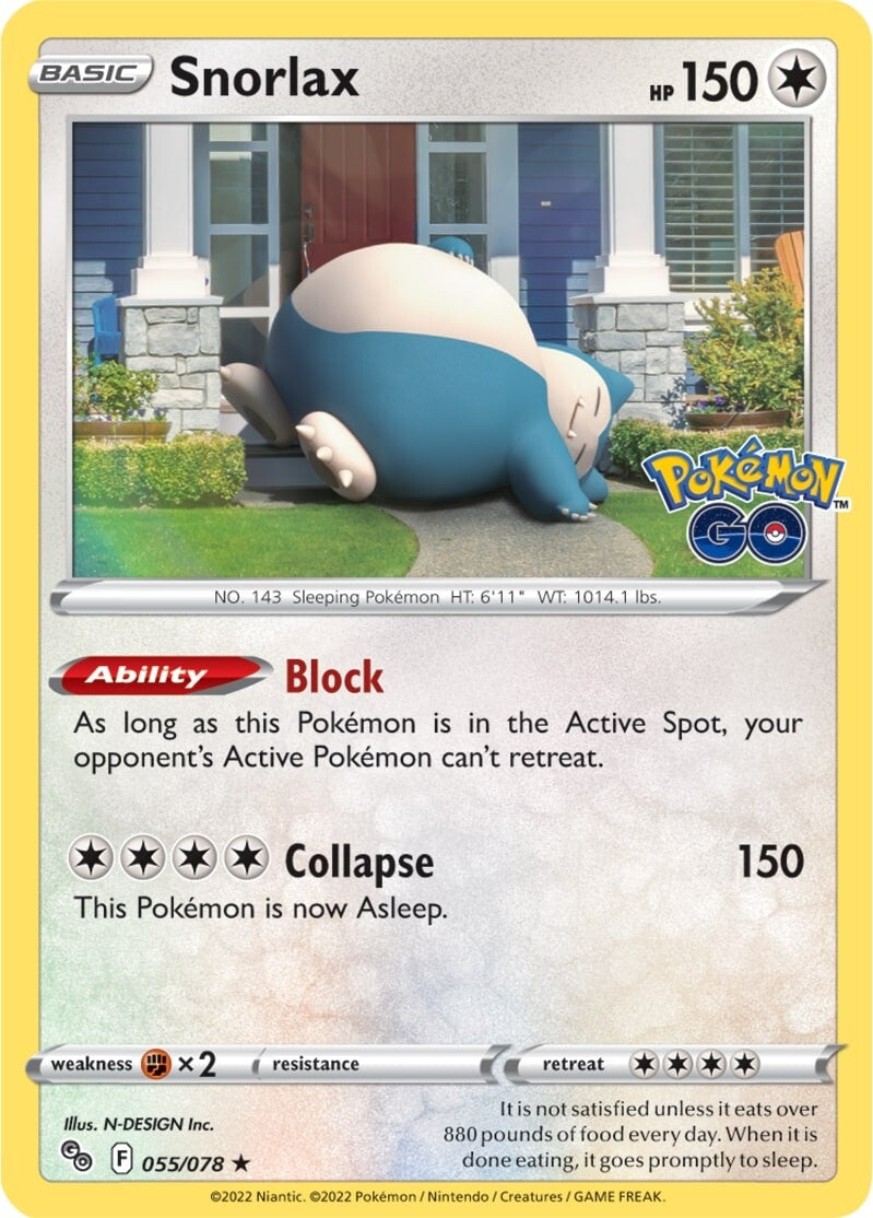 Snorlax (055/078) [Pokémon GO] | Dragon's Lair Comics and Fantasy Houston TX