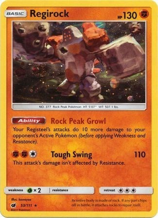 Regirock (53/111) (Cosmos Holo) [Sun & Moon: Crimson Invasion] | Dragon's Lair Comics and Fantasy Houston TX