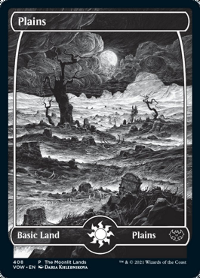 Plains (The Moonlit Lands) (Foil Etched) [Innistrad: Crimson Vow Promos] | Dragon's Lair Comics and Fantasy Houston TX