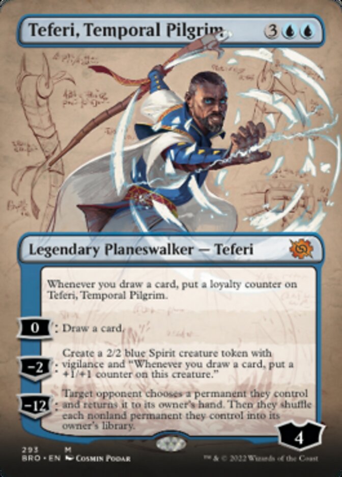 Teferi, Temporal Pilgrim (Borderless Alternate Art) [The Brothers' War] | Dragon's Lair Comics and Fantasy Houston TX