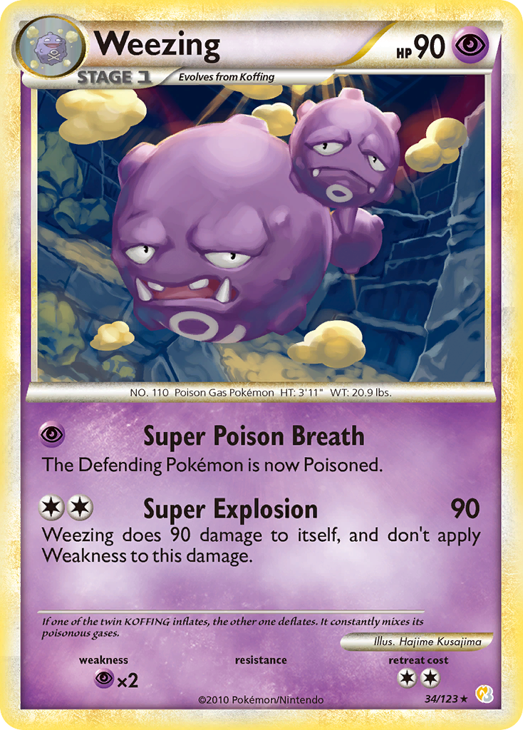 Weezing (34/123) [HeartGold & SoulSilver: Base Set] | Dragon's Lair Comics and Fantasy Houston TX