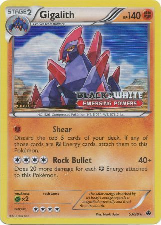 Gigalith (53/98) (Staff Prerelease Promo) [Black & White: Black Star Promos] | Dragon's Lair Comics and Fantasy Houston TX