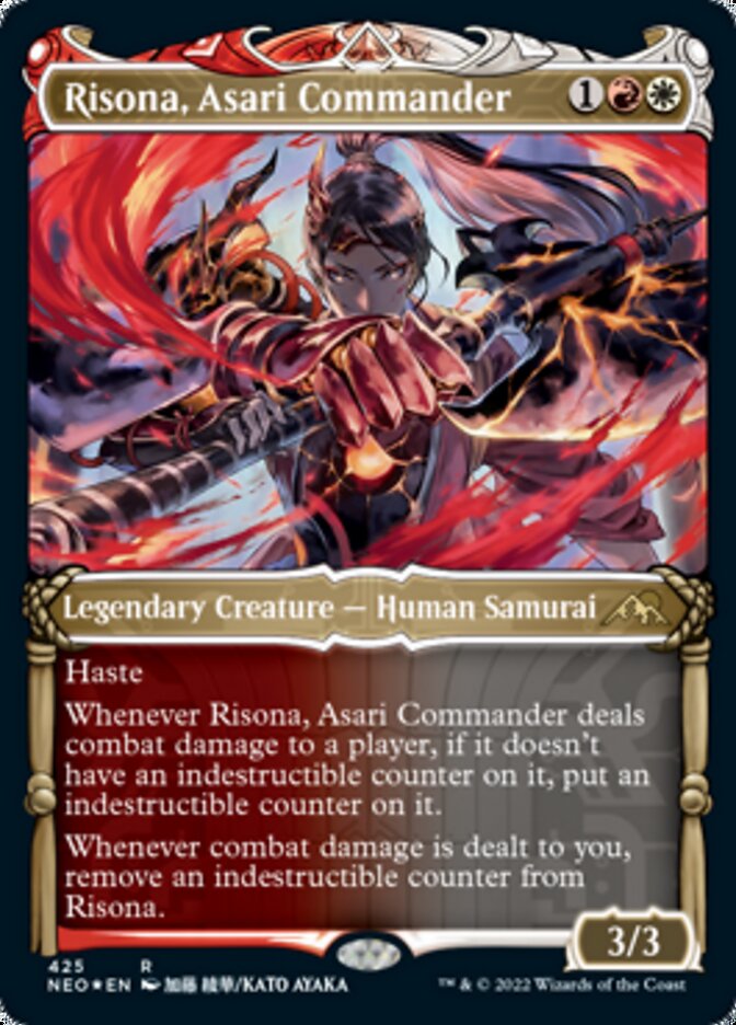 Risona, Asari Commander (Showcase) (Foil Etched) [Kamigawa: Neon Dynasty] | Dragon's Lair Comics and Fantasy Houston TX