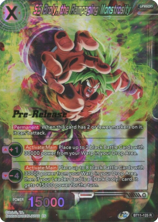 SS Broly, the Rampaging Monstrosity (BT11-125) [Vermilion Bloodline Prerelease Promos] | Dragon's Lair Comics and Fantasy Houston TX