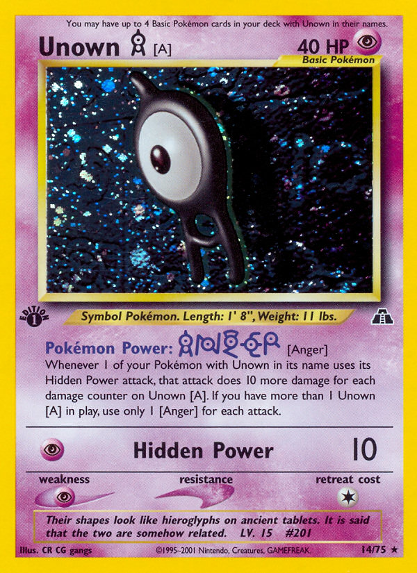 Unown [A] (14/75) [Neo Discovery 1st Edition] | Dragon's Lair Comics and Fantasy Houston TX