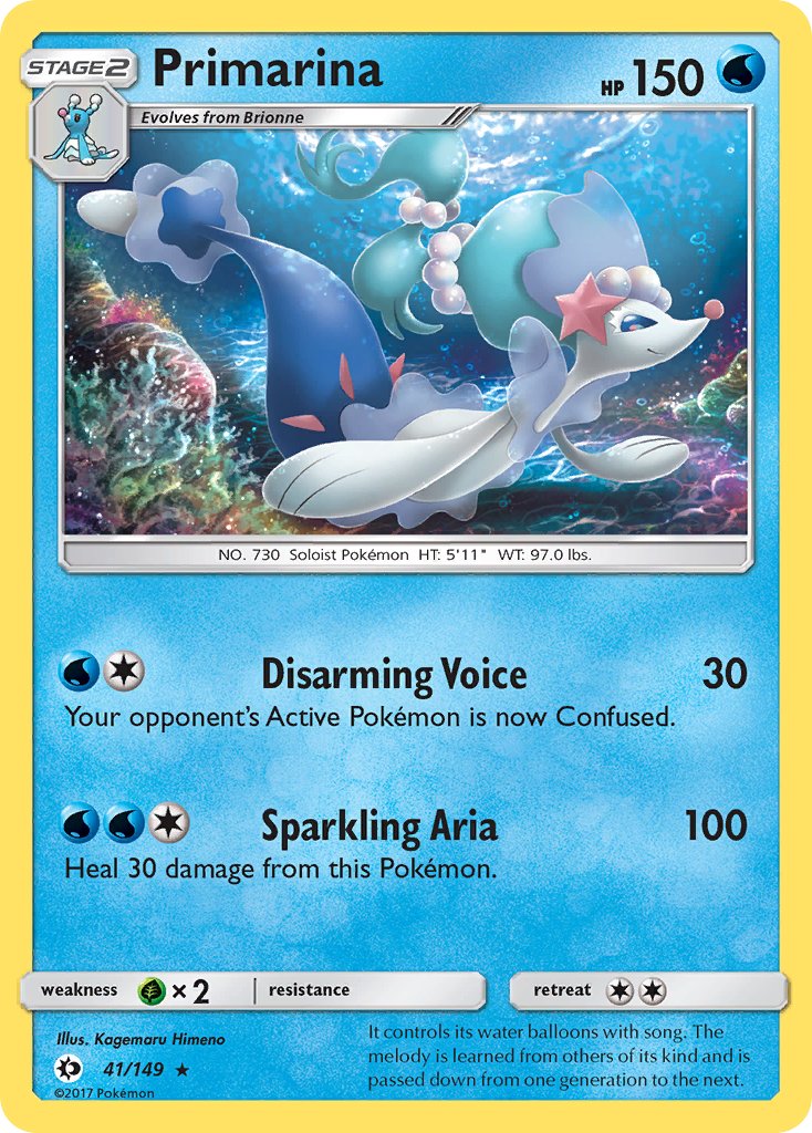 Primarina (41/149) (Theme Deck Exclusive) [Sun & Moon: Base Set] | Dragon's Lair Comics and Fantasy Houston TX