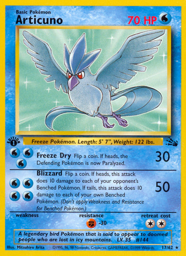 Articuno (17/62) [Fossil 1st Edition] | Dragon's Lair Comics and Fantasy Houston TX