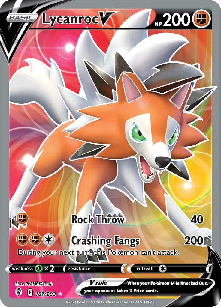 Lycanroc V (187/203) [Sword & Shield: Evolving Skies] | Dragon's Lair Comics and Fantasy Houston TX