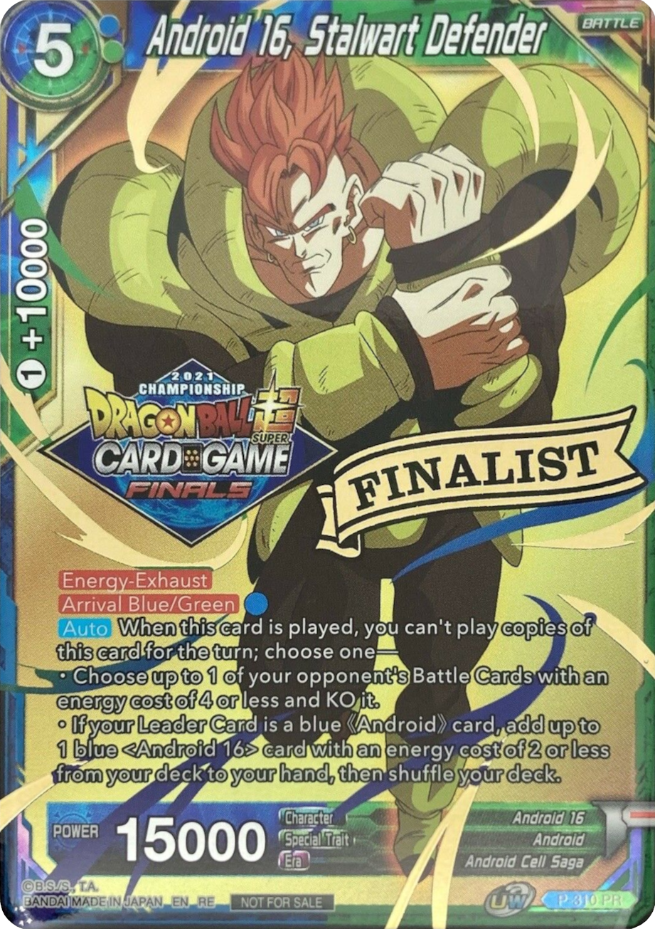 Android 16, Stalwart Defender (2021 Tournament Pack Vault Set - Finalist Gold Stamped) (P-310) [Tournament Promotion Cards] | Dragon's Lair Comics and Fantasy Houston TX