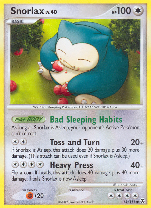 Snorlax (81/111) [Platinum: Rising Rivals] | Dragon's Lair Comics and Fantasy Houston TX