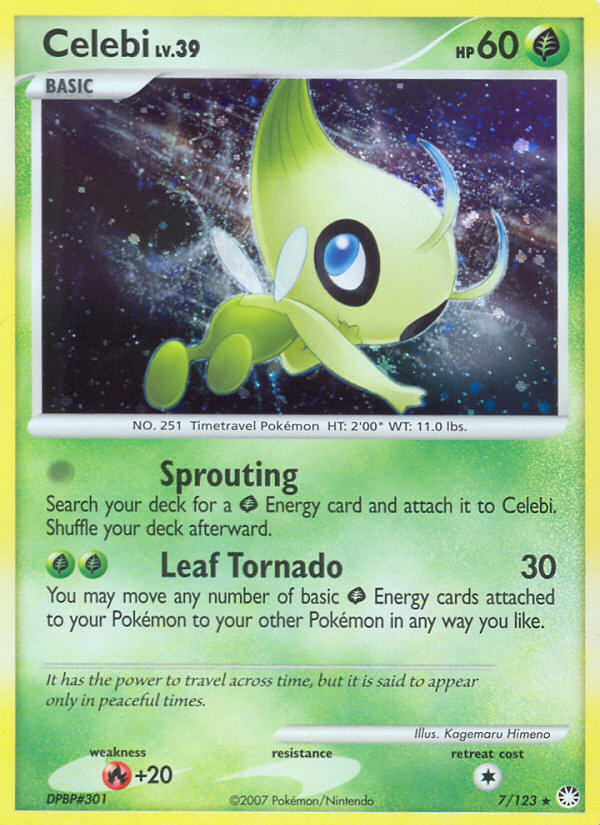 Celebi (7/123) [Diamond & Pearl: Mysterious Treasures] | Dragon's Lair Comics and Fantasy Houston TX