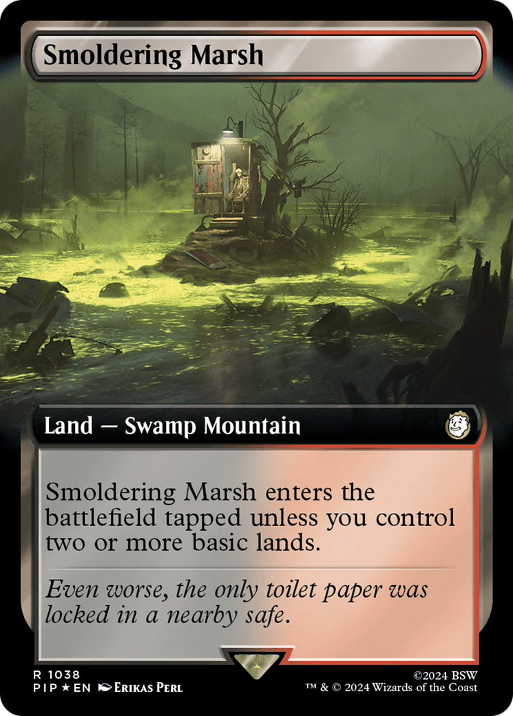 Smoldering Marsh (Extended Art) (Surge Foil) [Fallout] | Dragon's Lair Comics and Fantasy Houston TX