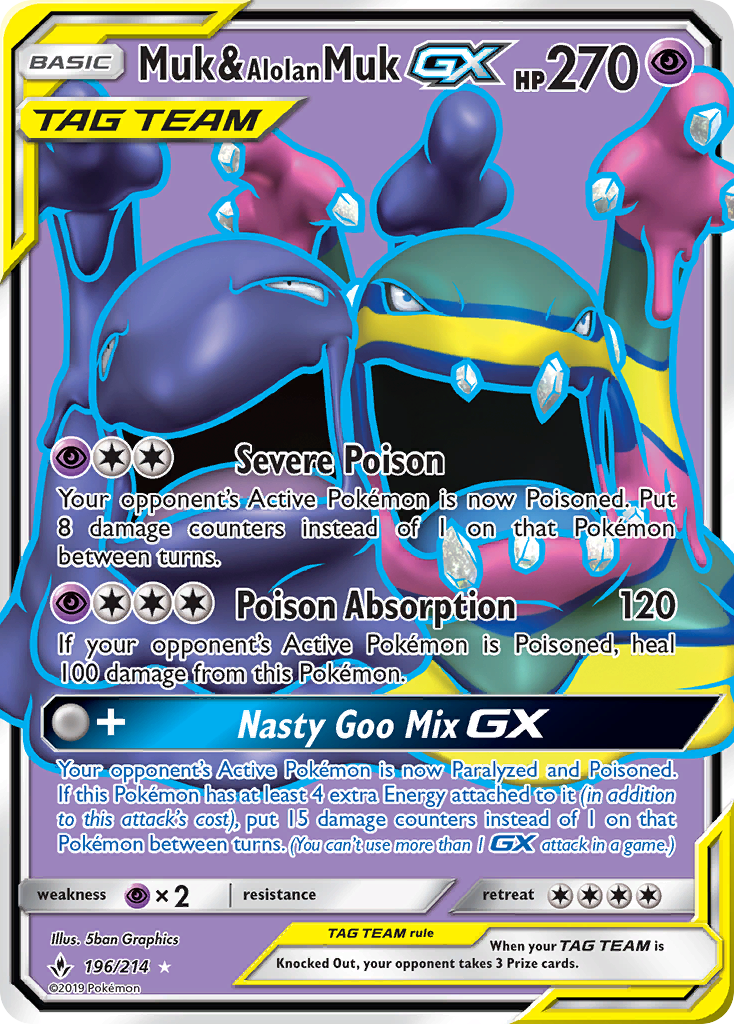 Muk & Alolan Muk GX (196/214) [Sun & Moon: Unbroken Bonds] | Dragon's Lair Comics and Fantasy Houston TX