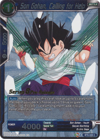 Son Gohan, Calling for Help (BT8-028_PR) [Malicious Machinations Prerelease Promos] | Dragon's Lair Comics and Fantasy Houston TX