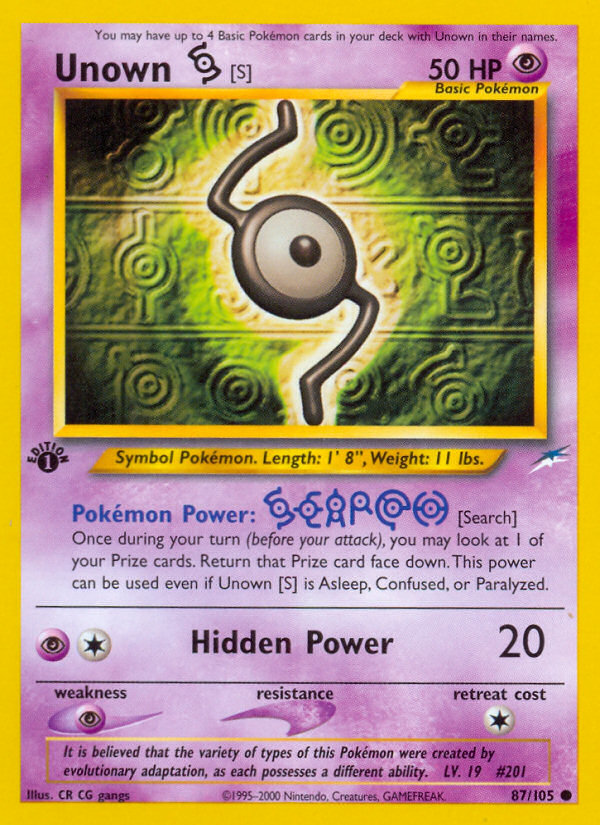 Unown [S] (87/105) [Neo Destiny 1st Edition] | Dragon's Lair Comics and Fantasy Houston TX