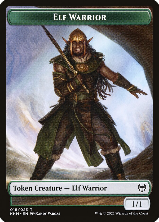 Elemental // Elf Warrior Double-Sided Token [Kaldheim Commander Tokens] | Dragon's Lair Comics and Fantasy Houston TX