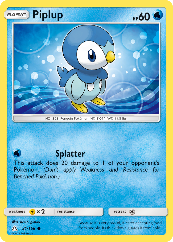 Piplup (31/156) [Sun & Moon: Ultra Prism] | Dragon's Lair Comics and Fantasy Houston TX