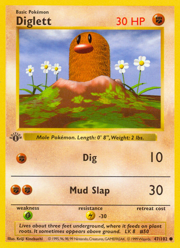 Diglett (47/102) (Shadowless) [Base Set 1st Edition] | Dragon's Lair Comics and Fantasy Houston TX