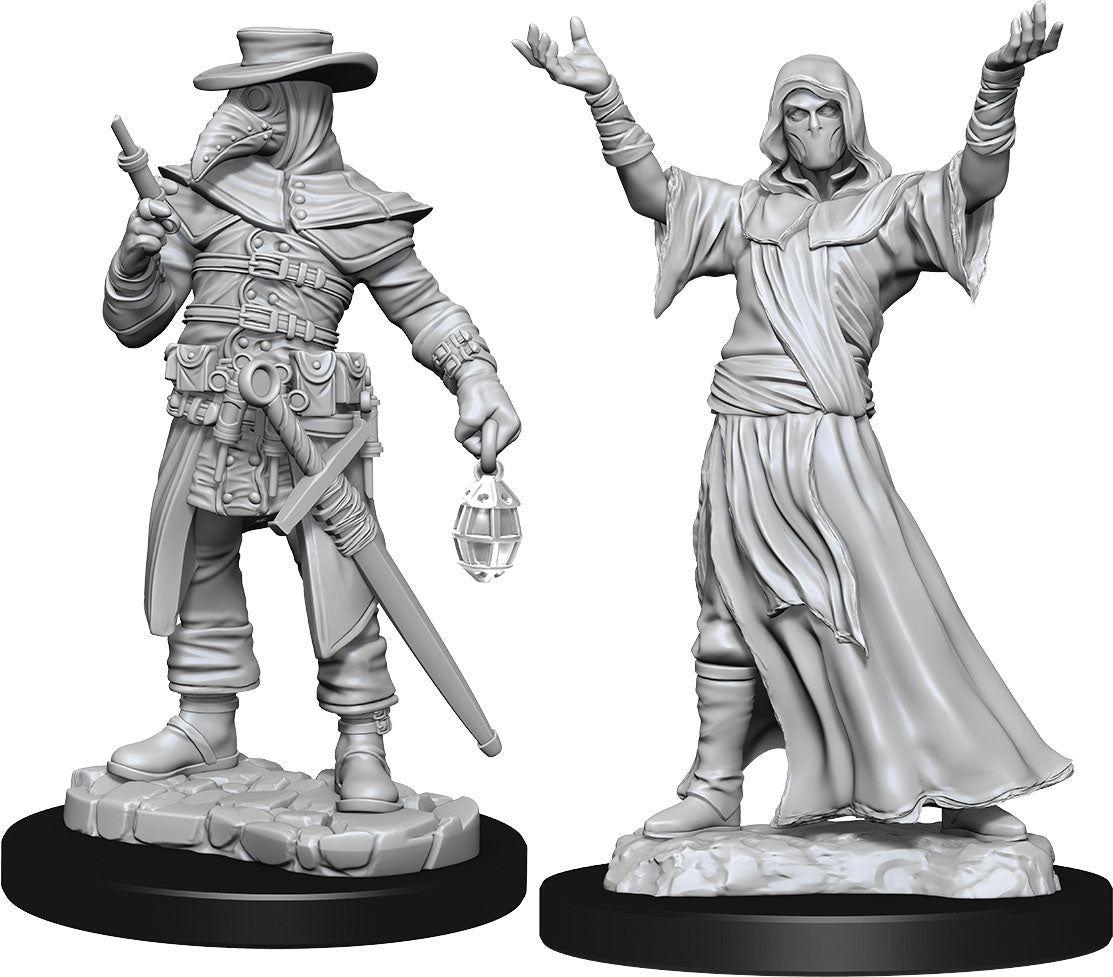 Wizkids Deep Cuts Unpainted Miniatures: W15 Plague Doctor and Cultist | Dragon's Lair Comics and Fantasy Houston TX