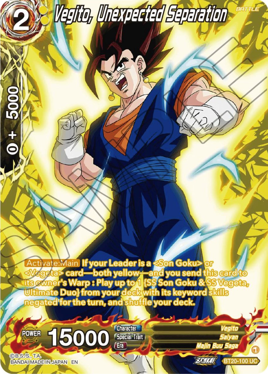 Vegito, Unexpected Separation (Silver Foil) (BT20-100) [Power Absorbed] | Dragon's Lair Comics and Fantasy Houston TX