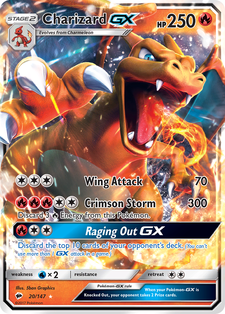 Charizard GX (20/147) [Sun & Moon: Burning Shadows] | Dragon's Lair Comics and Fantasy Houston TX