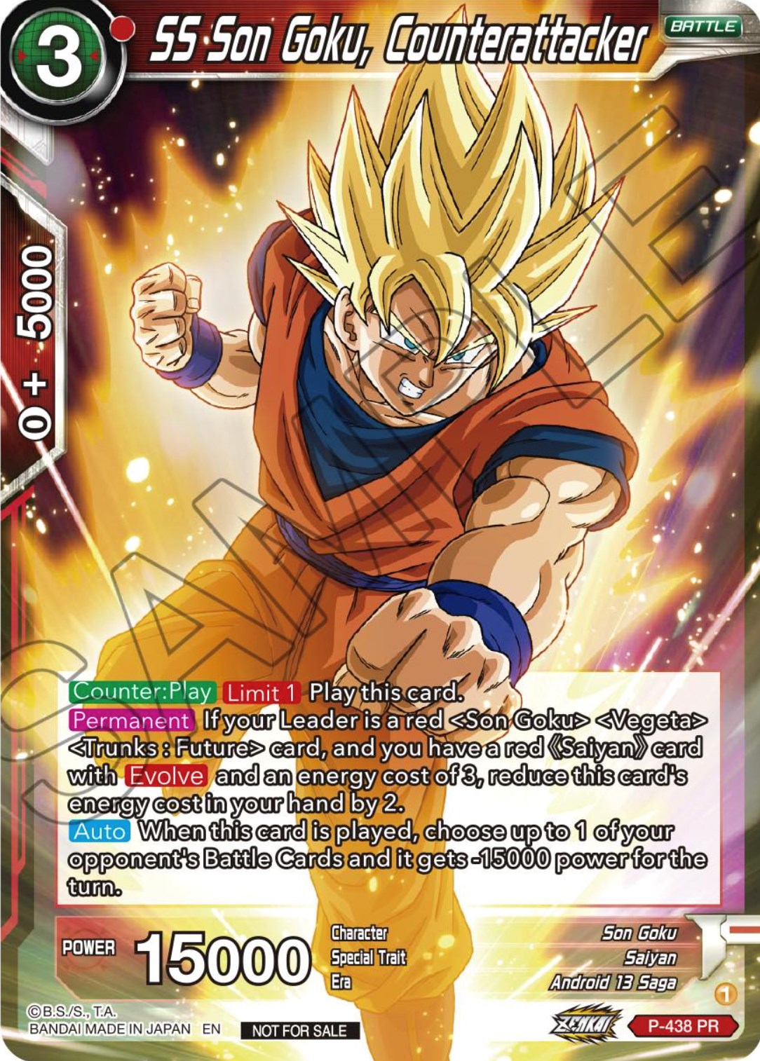 SS Son Goku, Counterattacker (Zenkai Series Tournament Pack Vol.2) (P-438) [Tournament Promotion Cards] | Dragon's Lair Comics and Fantasy Houston TX