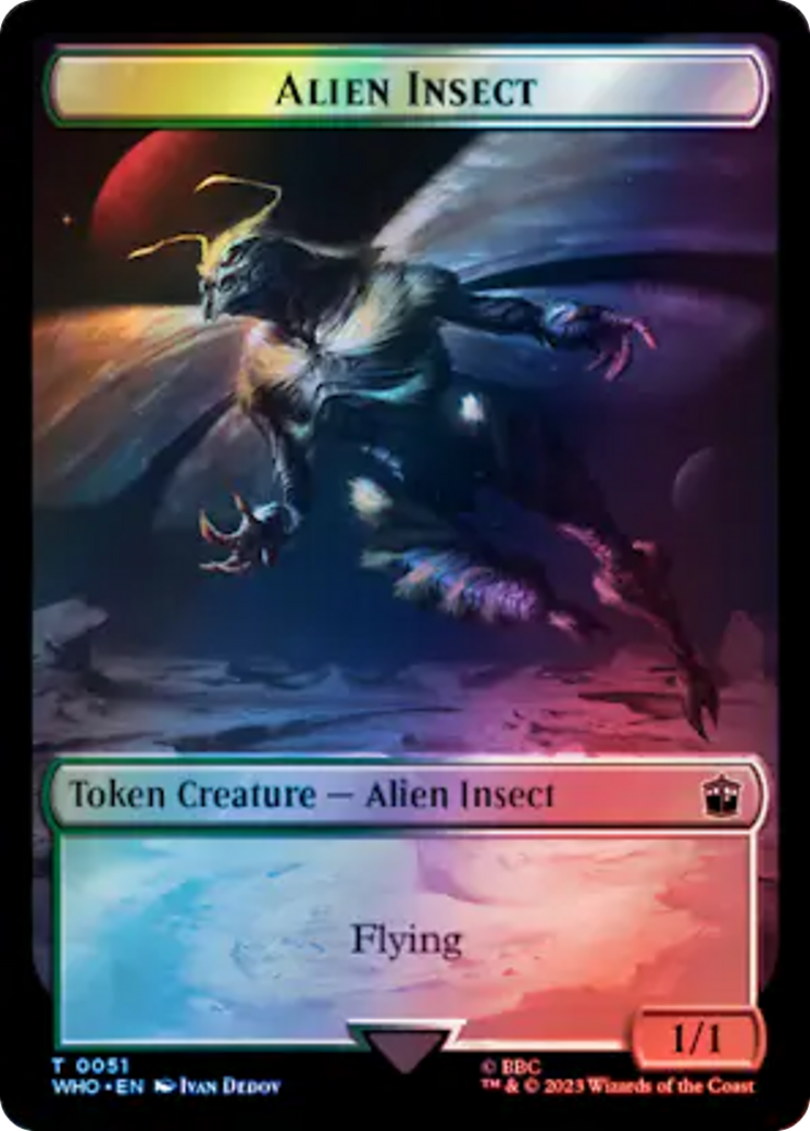 Soldier // Alien Insect Double-Sided Token (Surge Foil) [Doctor Who Tokens] | Dragon's Lair Comics and Fantasy Houston TX