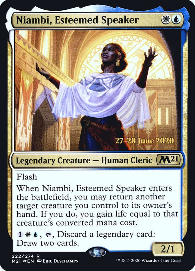 Niambi, Esteemed Speaker [Core Set 2021 Prerelease Promos] | Dragon's Lair Comics and Fantasy Houston TX