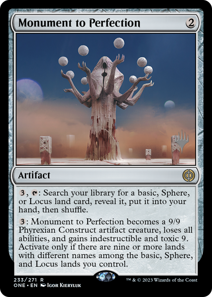 Monument to Perfection (Promo Pack) [Phyrexia: All Will Be One Promos] | Dragon's Lair Comics and Fantasy Houston TX