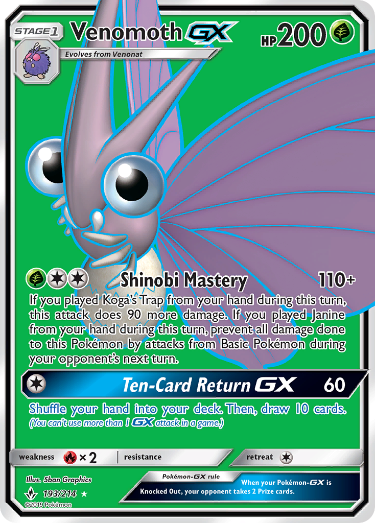 Venomoth GX (193/214) [Sun & Moon: Unbroken Bonds] | Dragon's Lair Comics and Fantasy Houston TX