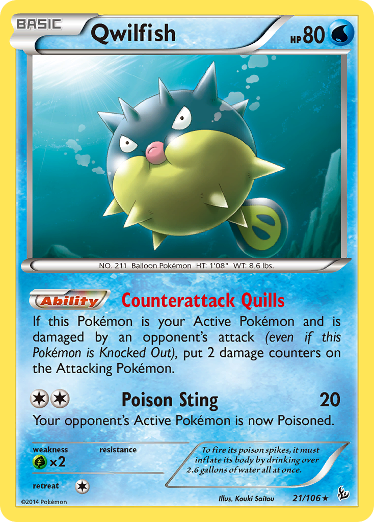 Qwilfish (21/106) [XY: Flashfire] | Dragon's Lair Comics and Fantasy Houston TX